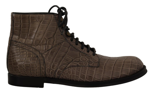 Stivali Dolce & Gabbana Grey Crocodile Leather Derby