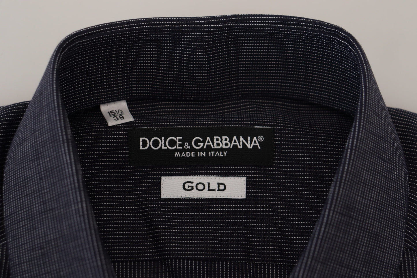 Dolce & Gabbana Abito a strisce blu scuro Shirt dorato formale