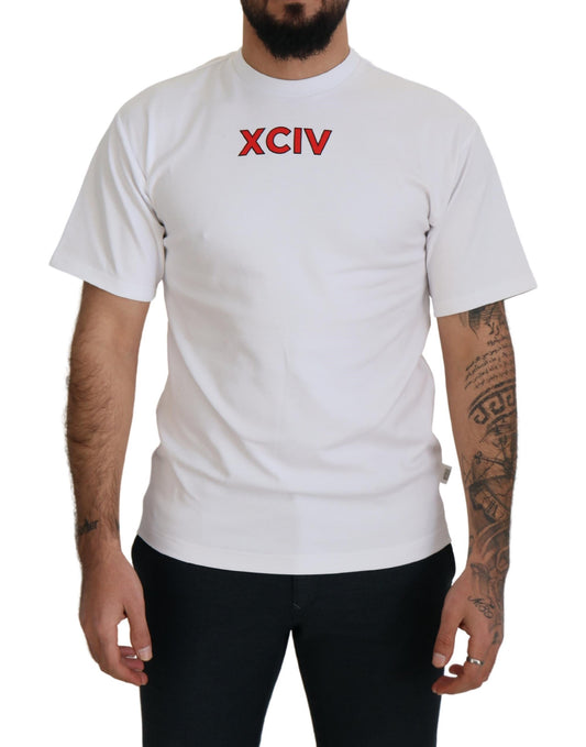 GCDS White Logo Druck Baumwolle Kurzarm T-Shirt
