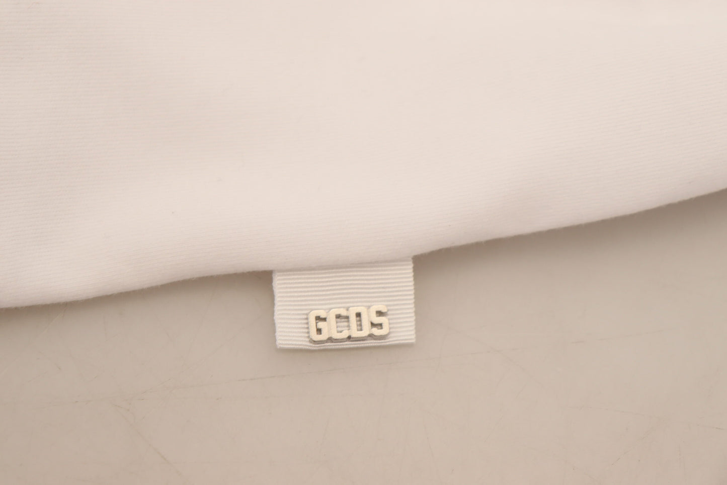T-shirt a maniche corte in cotone con stampa bianca GCDS