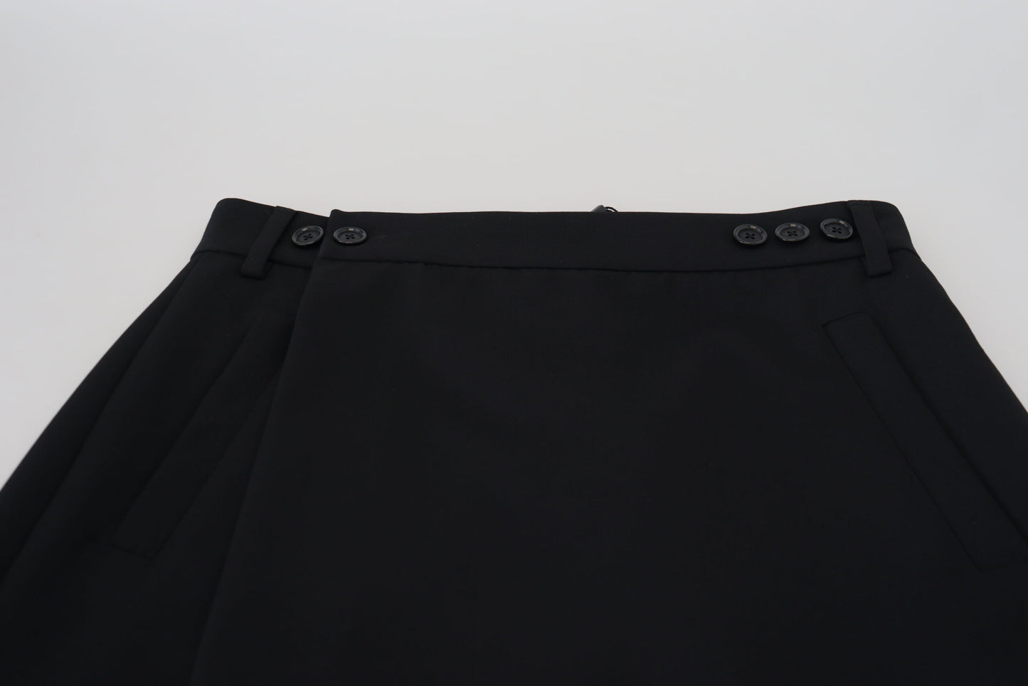 Dolce & Gabbana Black Wool A-Line High Waist Mini jupe