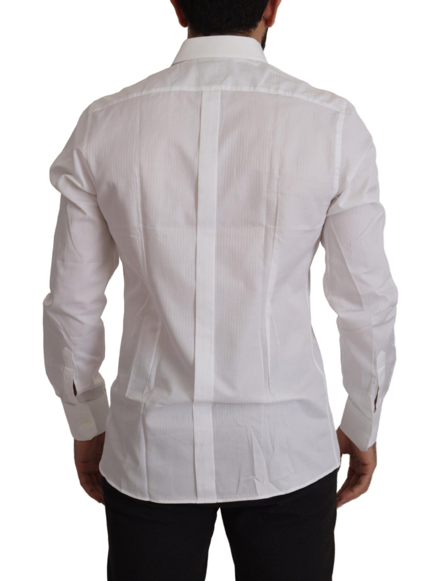 Dolce & Gabbana White Slim Fide Cotton Formale Shirt