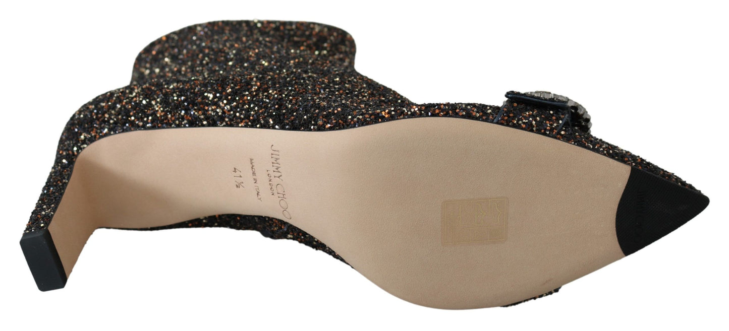 Jimmy Choo Mix Fabric Ither in pelle glitter Hanover 65 Stivali scarpe