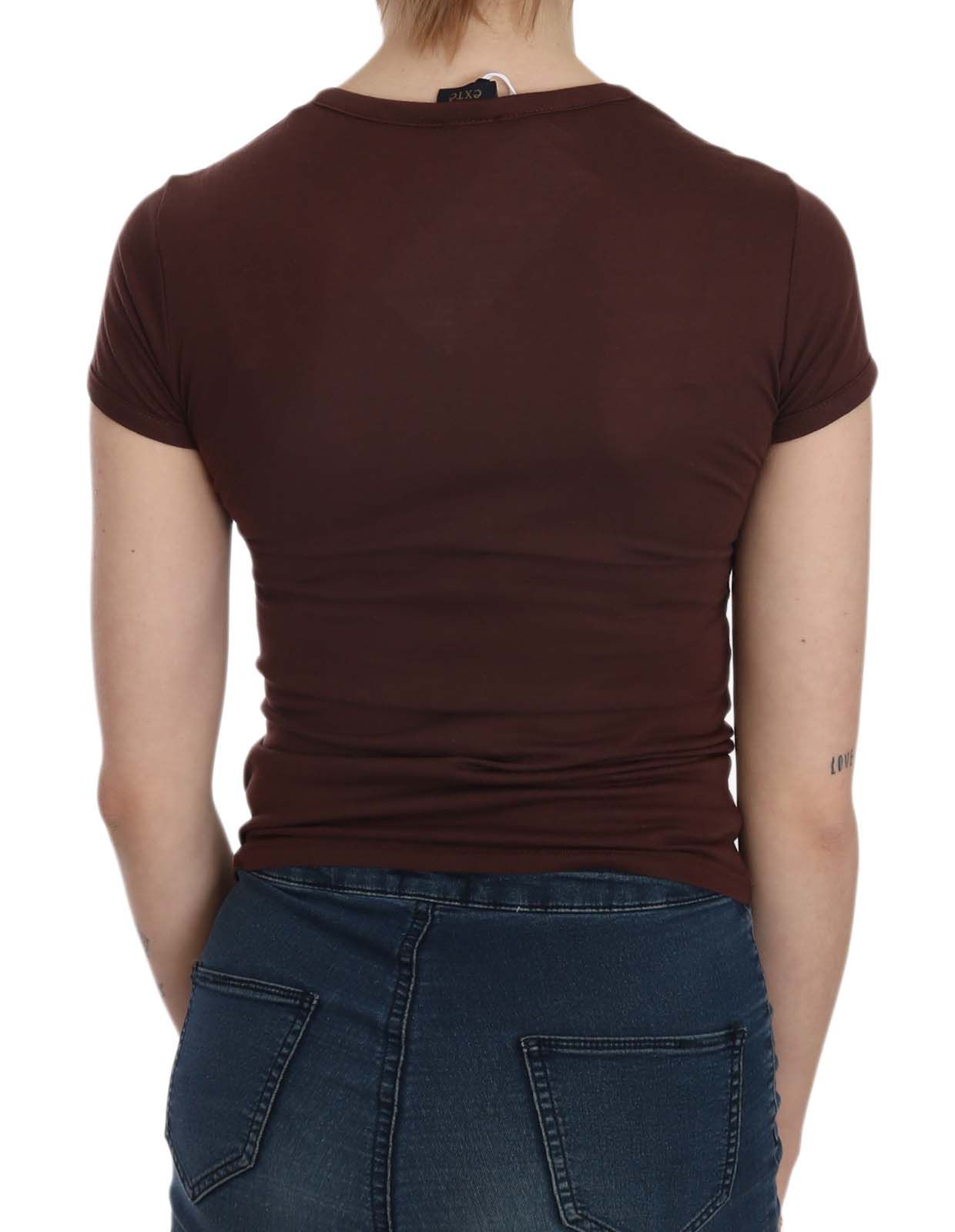 Exte braune Herzen Kurzarm Casual T-Shirt Top