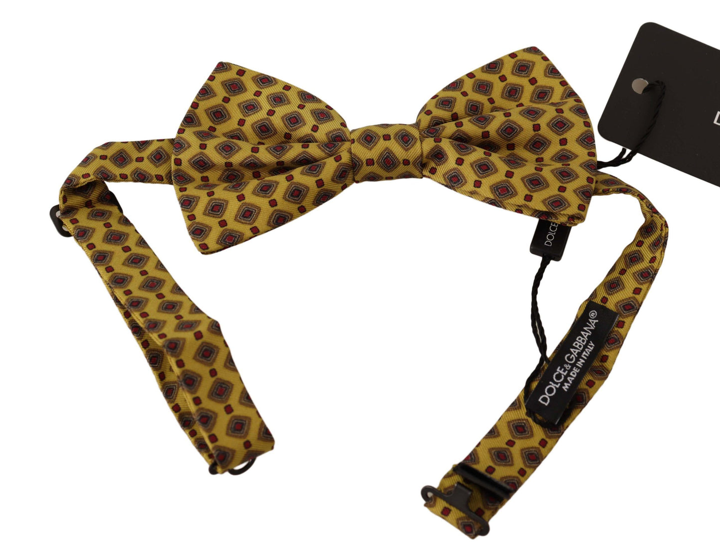 Dolce & Gabbana Gelb gemustert Seide Verstellbarer Nacken Papillon Fliege Krawatte