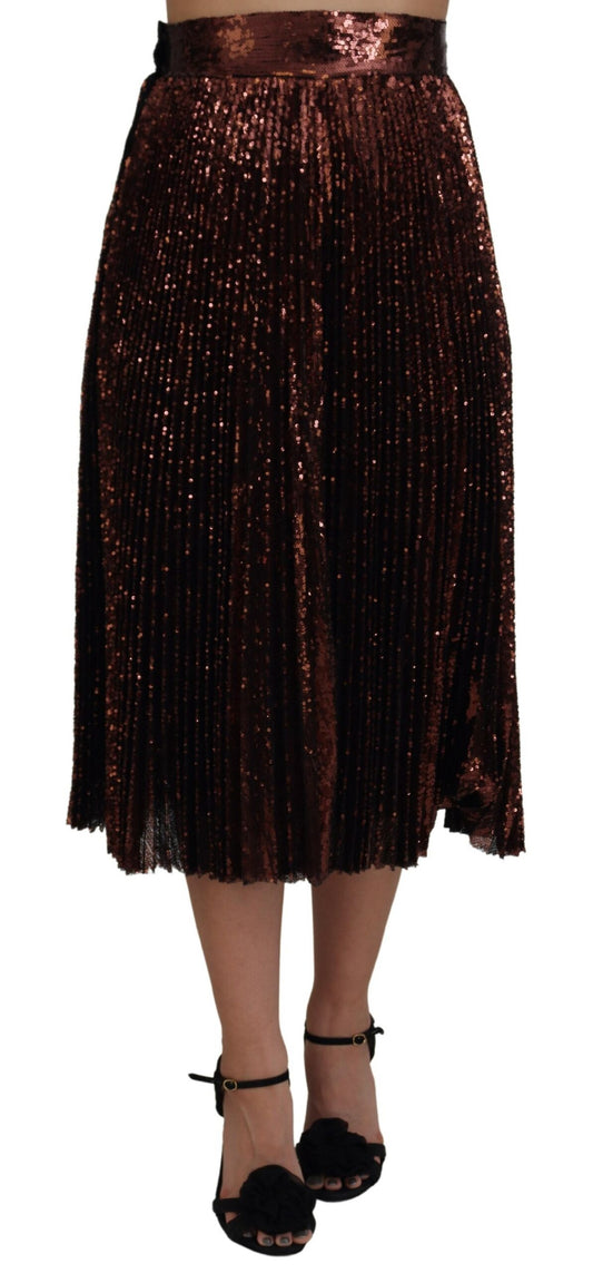 Dolce & Gabbana Bronze à paillettes hautes hautes jupe maxi