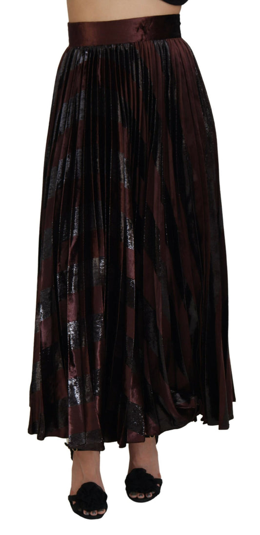 Dolce & Gabbana Brown Polyester haute taille A-Line Maxi Jupe