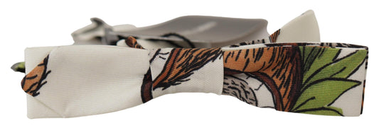 Dolce & Gabbana weißes Muster Seide Verstellbarer Nacken Papillon Fliege Krawatte