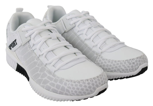 Plein Sport White Polyester Adraian Sneakers Schuhe
