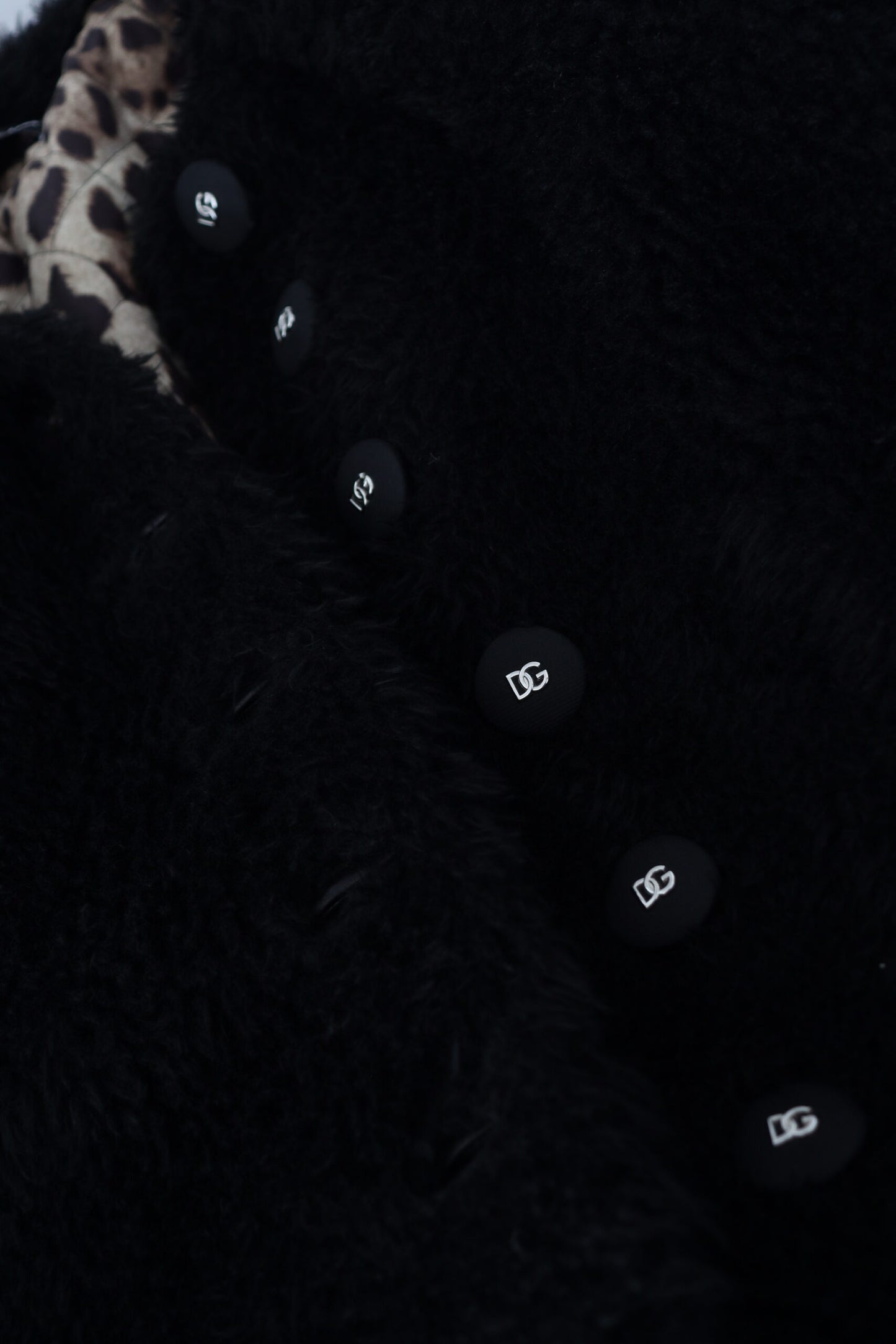 Dolce & Gabbana Black Cashmere Blend Fux Fur Coat Giacca