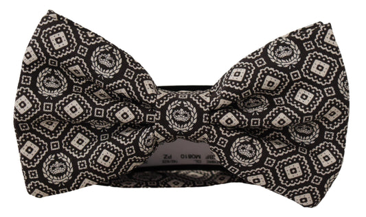 Dolce & Gabbana Schwarz Fantasy -Muster Verstellbarer Nacken Papillon Fliege Krawatte