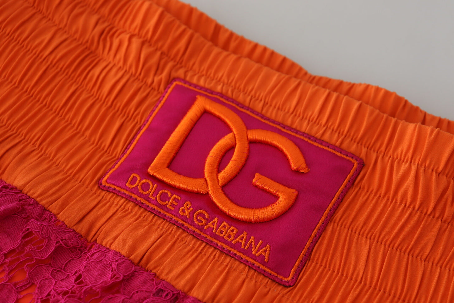 Dolce & Gabbana Pink Orange Spitze Baumwolle Hochtülenshorts