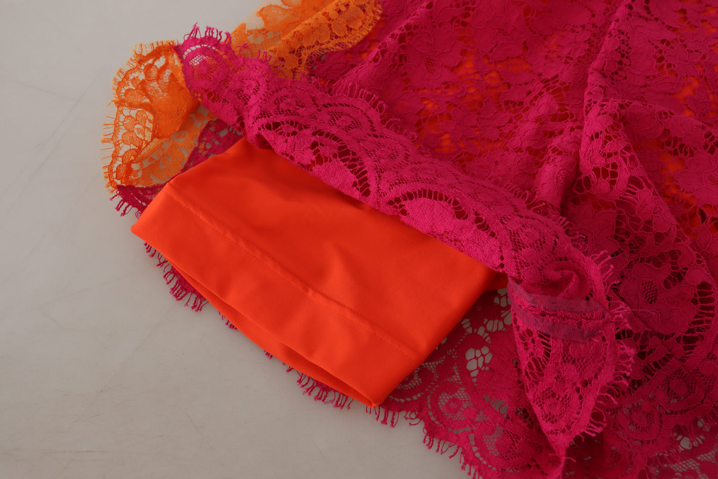 Dolce & Gabbana Pink Orange Spitze Baumwolle Hochtülenshorts