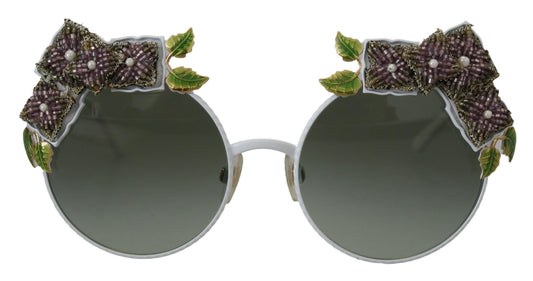 Dolce & Gabbana Gold Blumenverzerrte Metallrahmen rund DG2186 Sonnenbrille