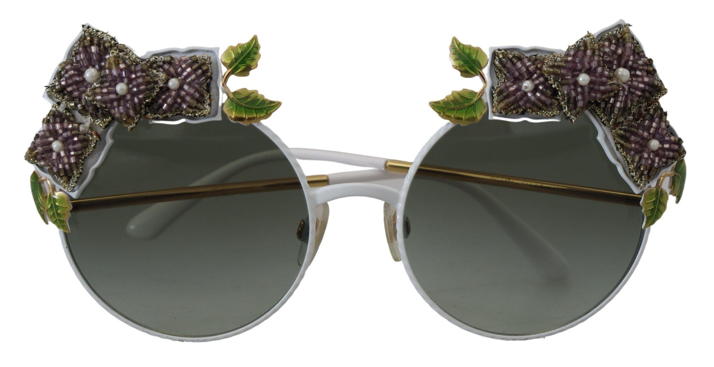 Dolce & Gabbana Gold Floral abbellito in metallo rotondo rotondo DG2186 occhiali da sole