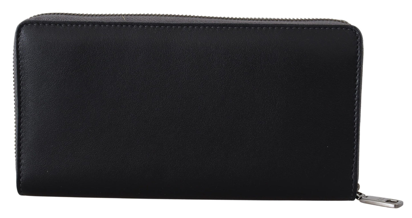 Dolce & Gabbana Black Zip attorno al portafoglio in pelle della frizione continentale