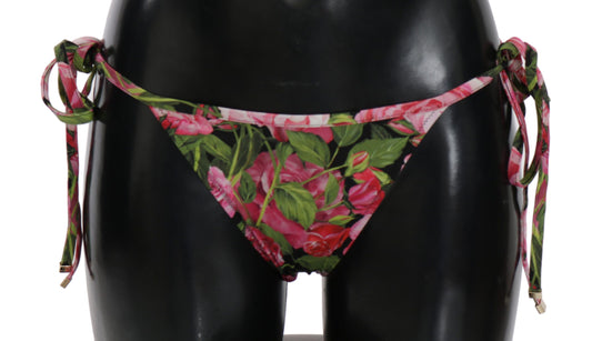 Dolce & Gabbana Black Rose Rose Print Bottom Bikini Beachwear