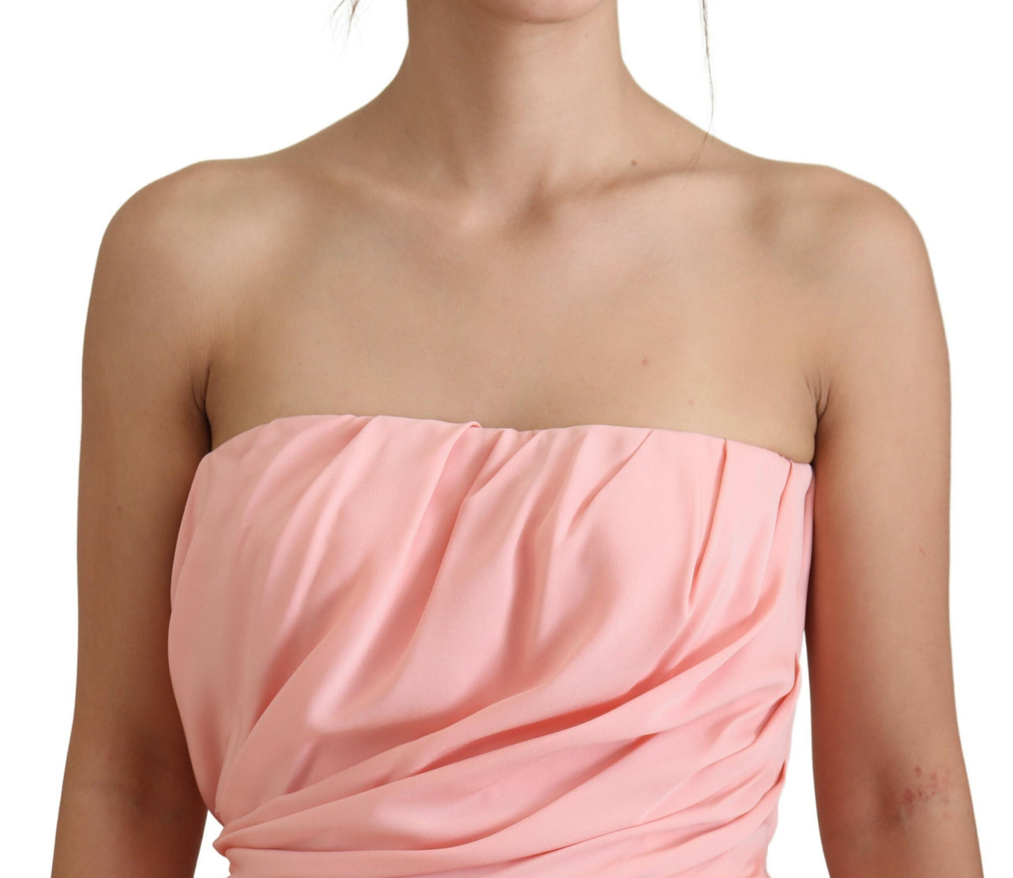 Dolce & Gabbana Pink Seide Stretch trägerloser Scheide Kleid