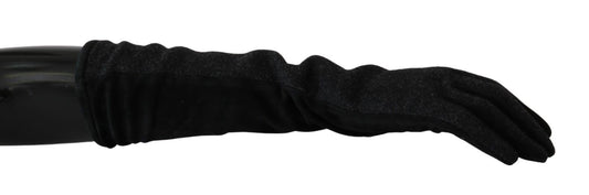 Dolce & Gabbana Black Grey Grey Mid Arm Länge Handschuhe Wollhandschuhe