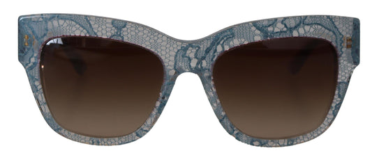 Dolce & Gabbana Blaues Spitzenacetat Rechteck DG4231 Sonnenbrille
