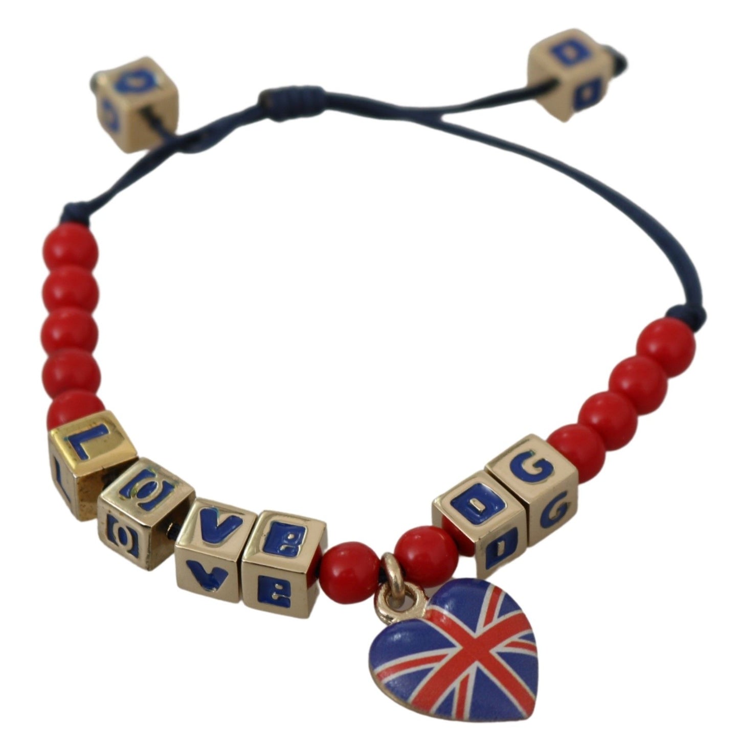 Dolce & Gabbana Blue Blue Breded DG Loves London Flag Brandhed Bracelet