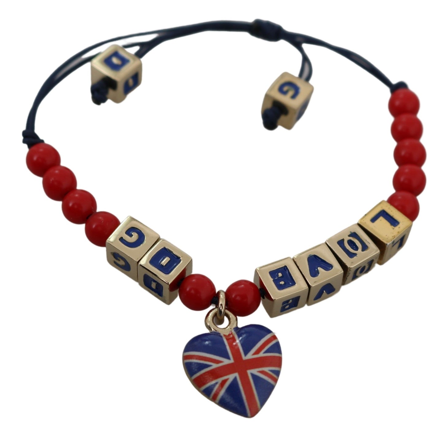 Dolce & Gabbana Rotblau Perlen DG Loves London Flag -Markenarmband