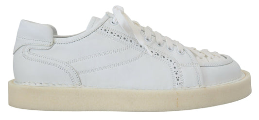 Dolce & Gabbana White Leather Top Low Top Oxford Sneakers décontractés