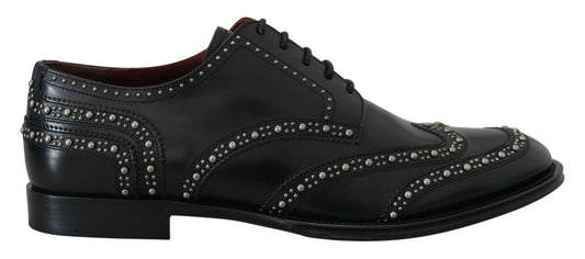 Dolce & Gabbana en cuir noir Derby Derby chaussures parsemées