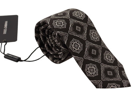 Dolce & Gabbana Black White Square Geometrische Druckverstellbareszubehörkrawatte