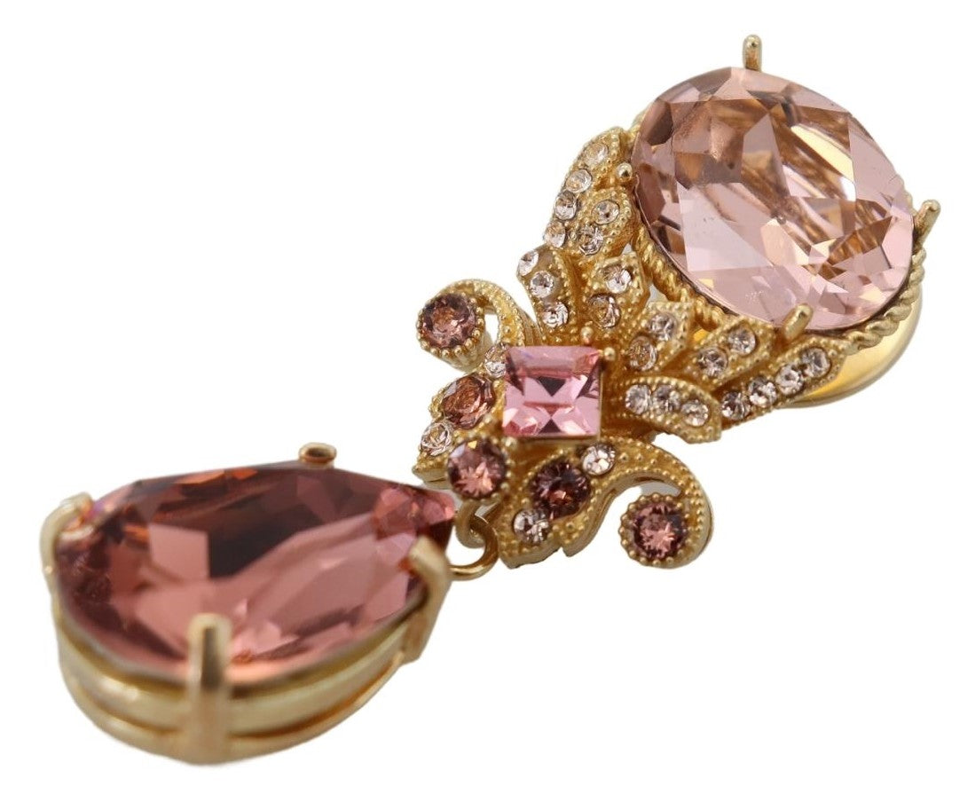 Dolce & Gabbana Gold Tone Brass Crystal Jewelry Pin Broch