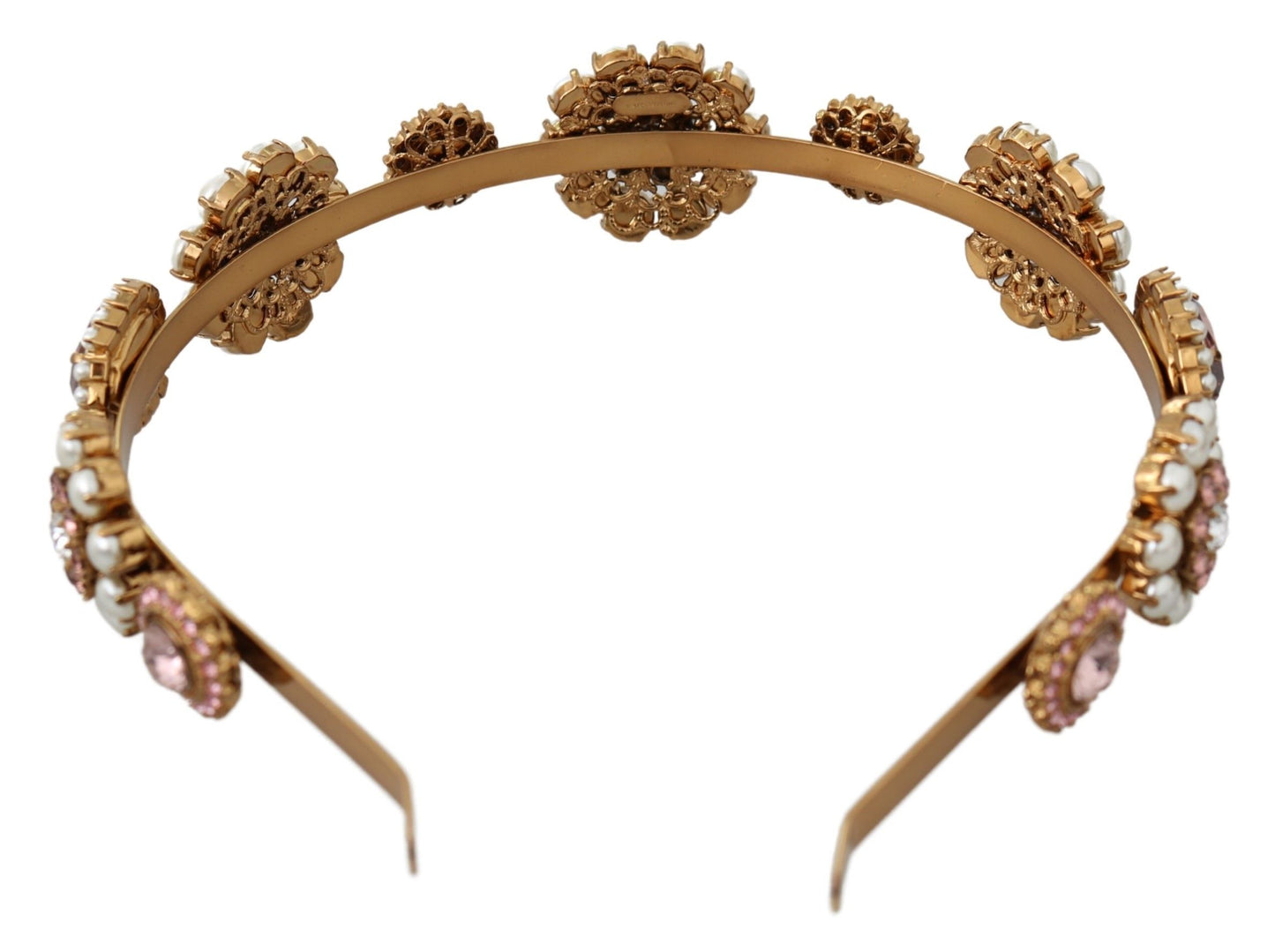 Dolce & Gabbana Gold Tiara Crystal Blumenperlenstirnband -Diadem