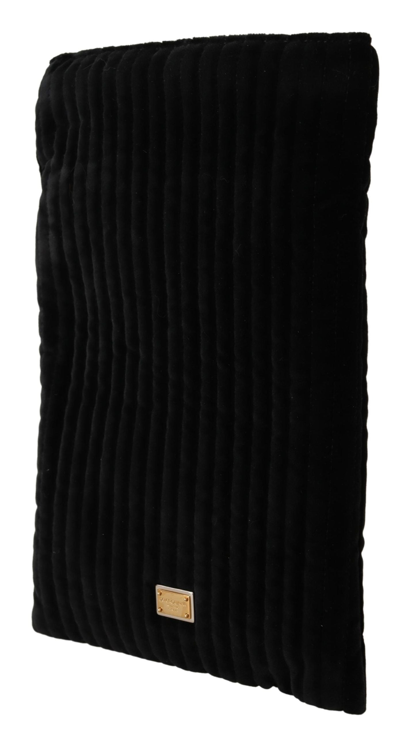 Dolce & Gabbana Black Velvet Quilt DrowString Logo Piccha Taster Bag