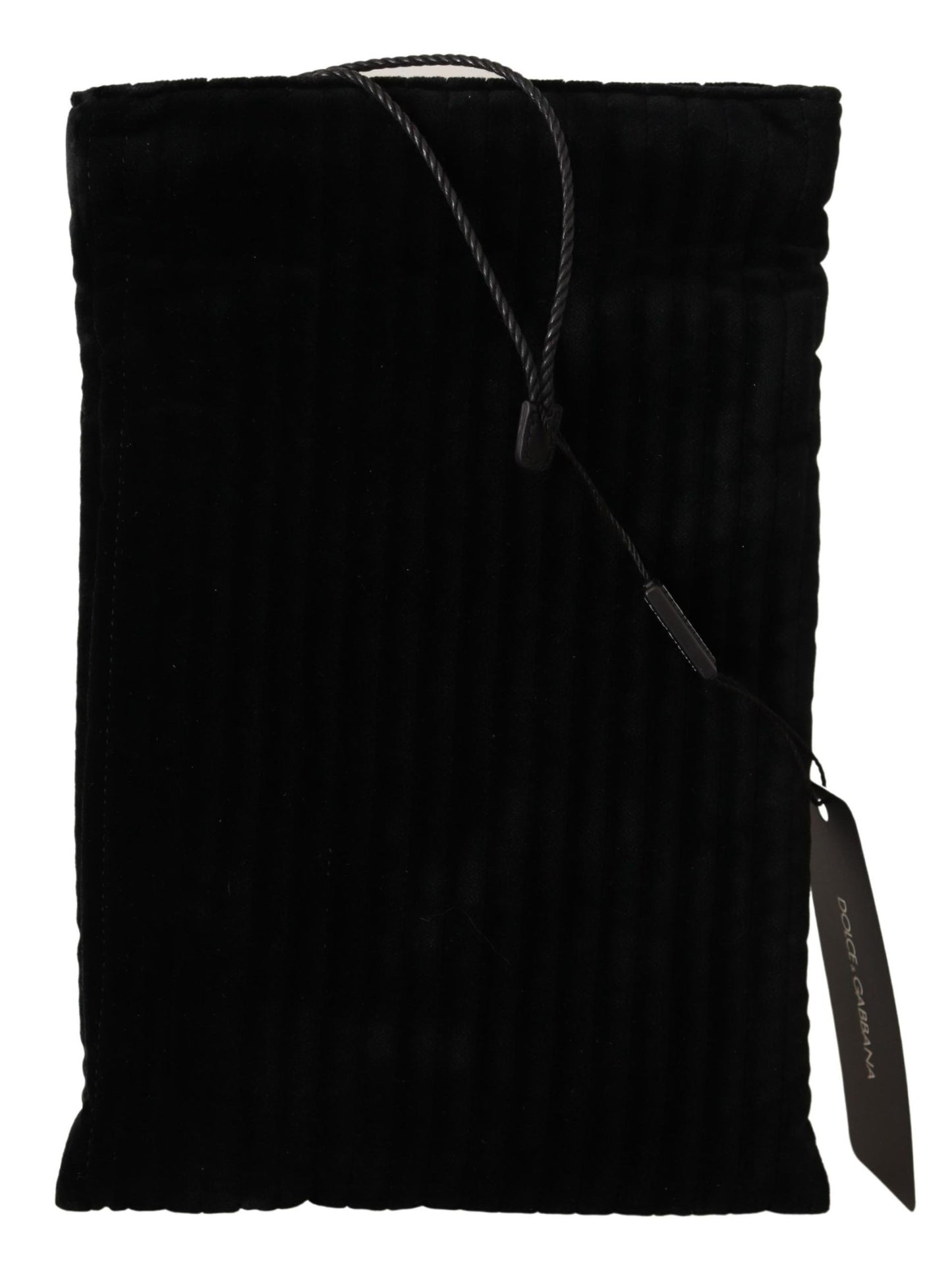 Dolce & Gabbana Black Velvet Quilt DrowString Logo Piccha Taster Bag