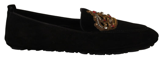 Dolce & Gabbana en cuir noir Crystal Gol Crown Logs Chaussures