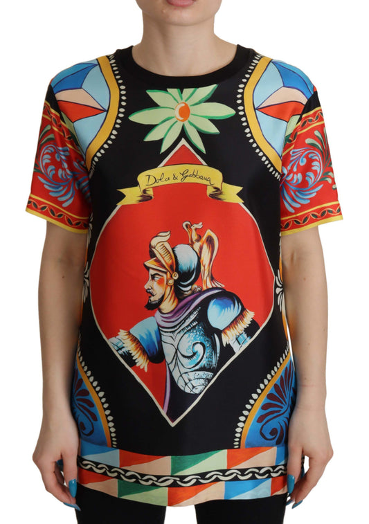 Dolce & Gabbana Multicolor-Soldat Carretto Silk Top T-Shirt
