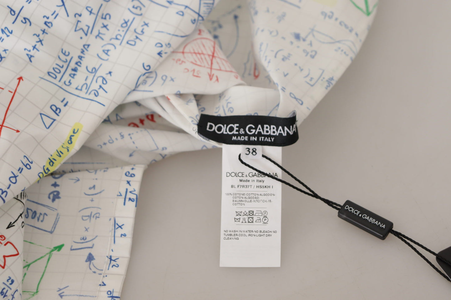 Dolce & Gabbana White Cotton Algebra Imprime à manches courtes