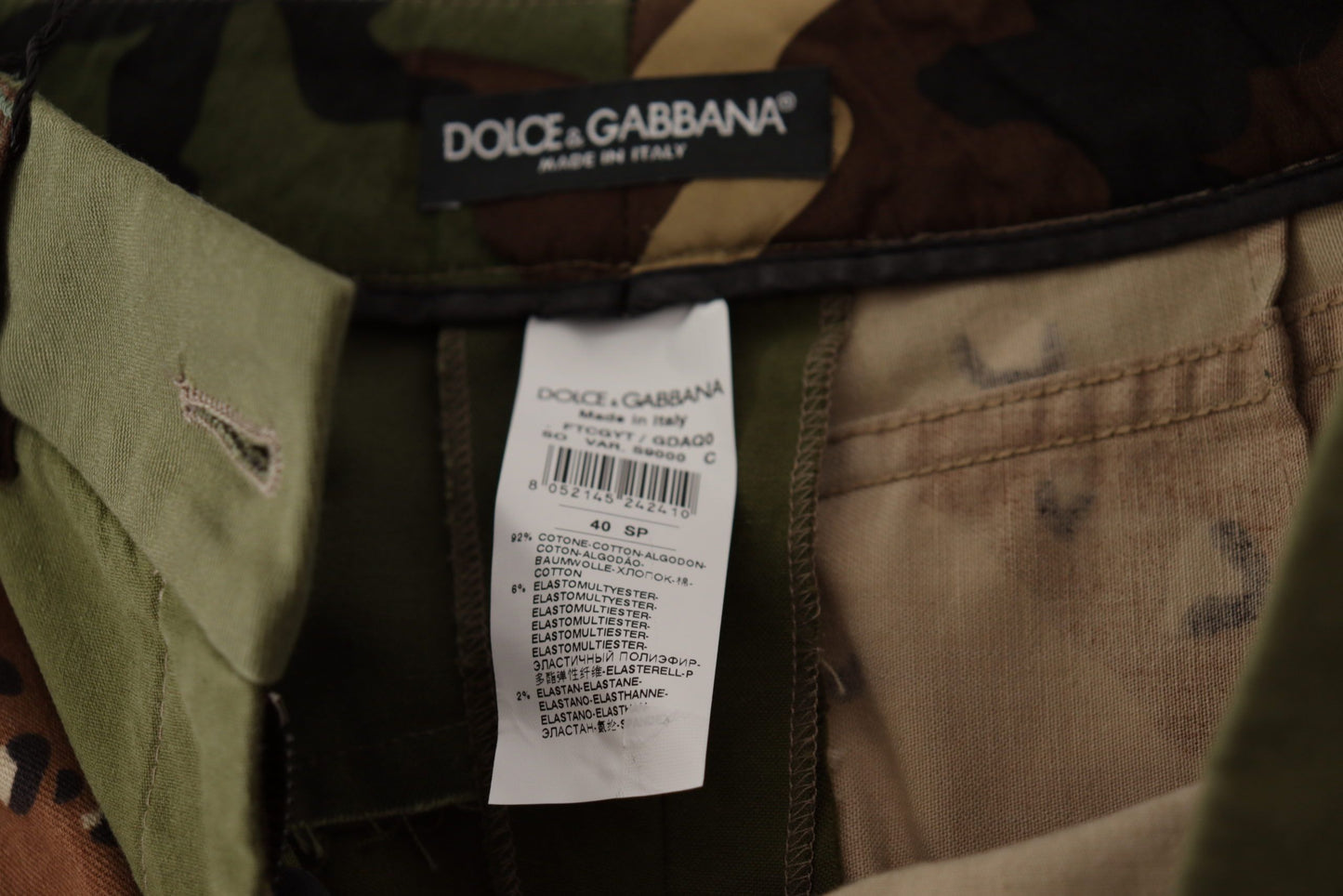 Dolce & Gabbana Green High Welt Pants Calton Army Shorts
