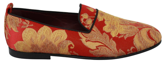 Dolce & Gabbana Red Gold Brocade Brocade Placets Chaussures