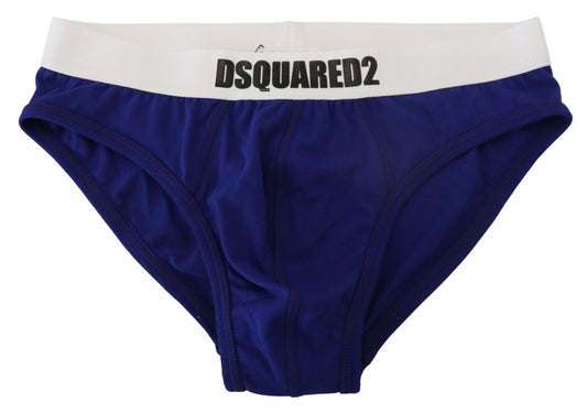 DSquared² Blue blanc logo Coton Stretch Men Bref sous-vêtements