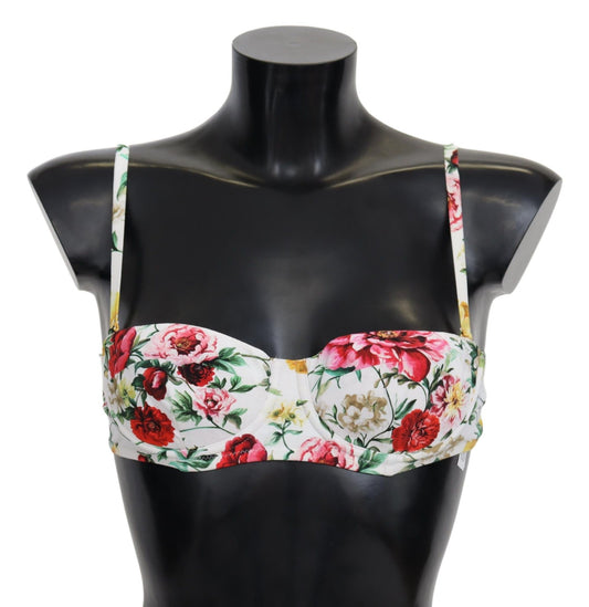 Dolce & Gabbana Weiße Blumendruck Badeanzug Bikini Bikini Tops