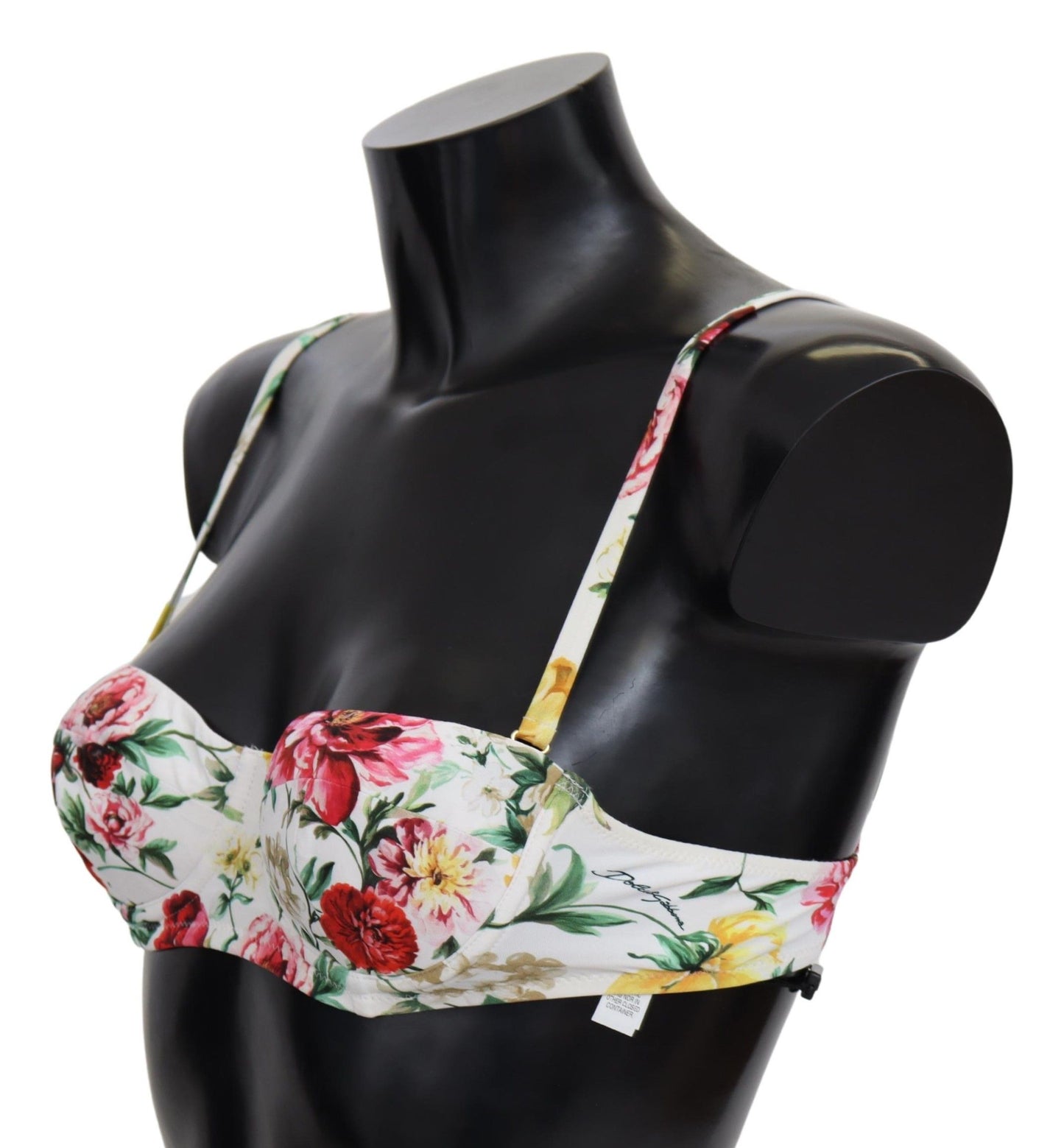 Dolce & Gabbana White Floral Imprime de maillot de bain Beachwear Bikini Tops
