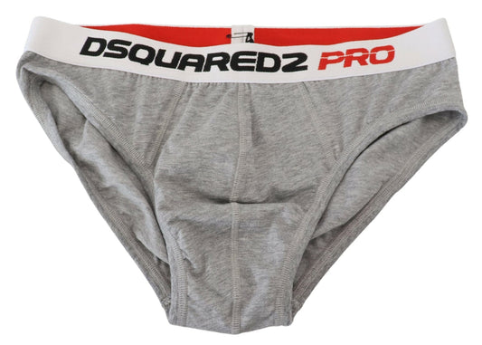 DSquared² Grey Logo Cotton Stretch Men Brief sous-vêtements Pro