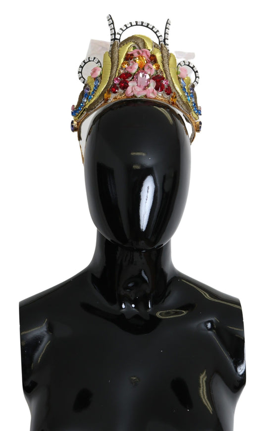 Dolce & Gabbana Gold Messing Blumenkristalle LED Leuchten Kronen Tiara Diadem