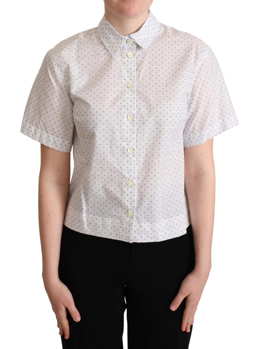 Dolce & Gabbana weiße schwarze Tupfenkragen Bluse -Hemd