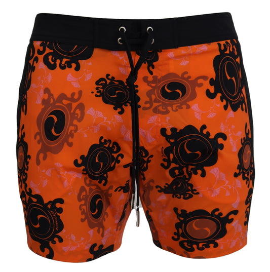 Dsquared² orange schwarz bedruckte Männer Beachwear Shorts Badebekleidung