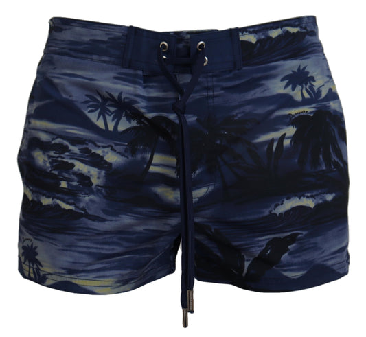 Dsquared² Blue Tropical Wave Design Beachwear Shorts Badebekleidung