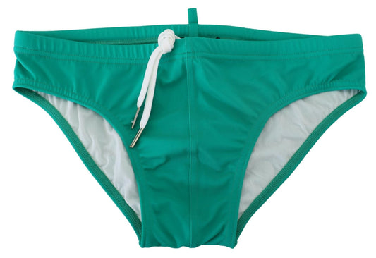 Dsquared² Grüne weiße Logo -Druckmänner schwimmen kurze Badebekleidung