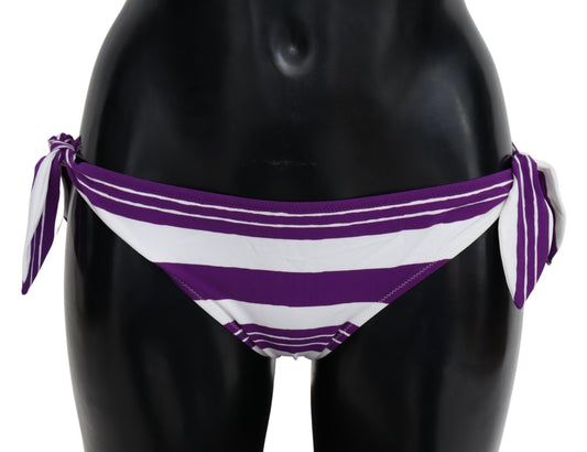 Dolce & Gabbana Purple White Stripes Beachwear Bikini unten