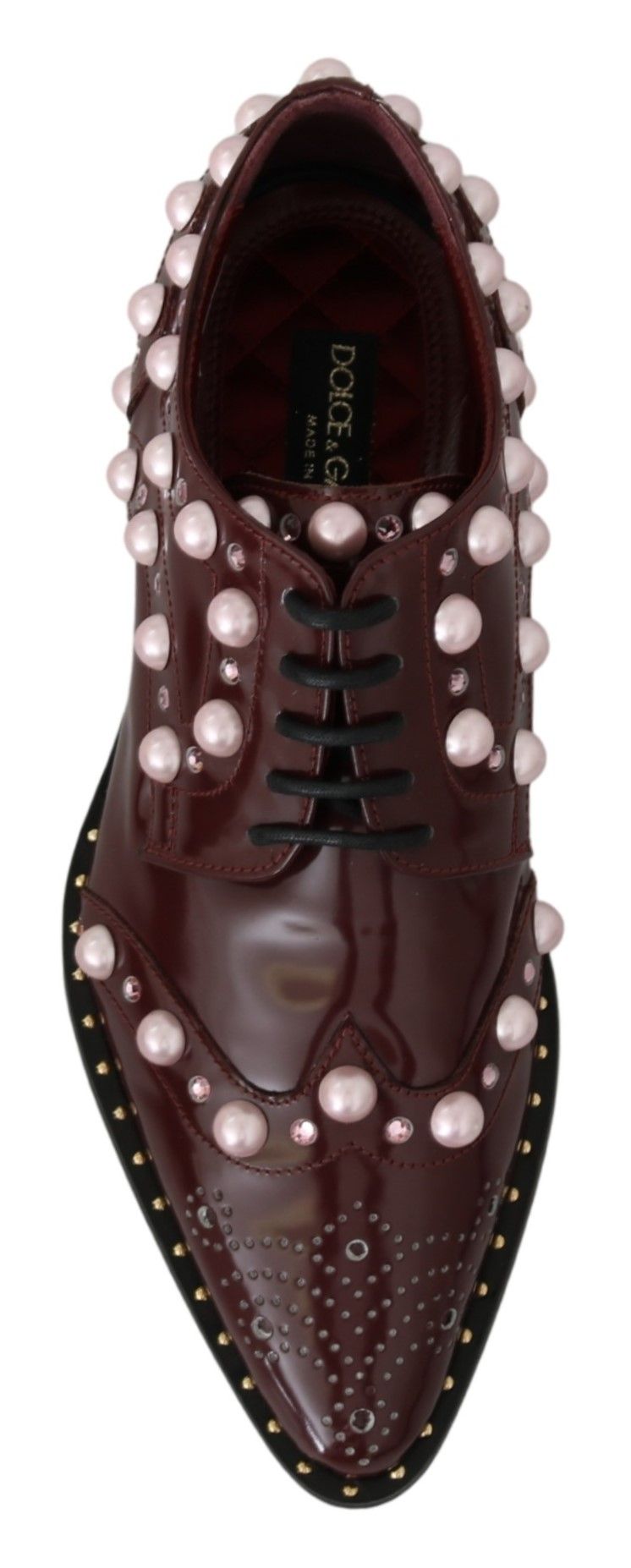 Dolce & Gabbana Bordeaux Lederkristallperlen formale Schuhe