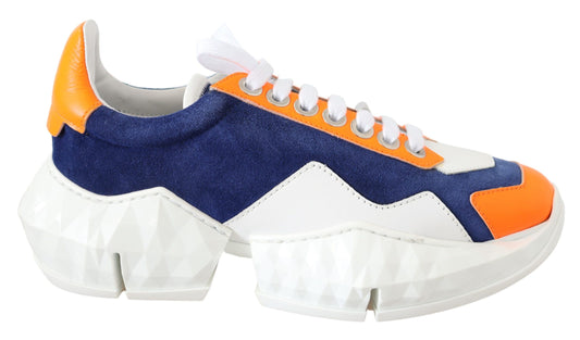 Jimmy Choo Diamond Blue Orange Leder Sneaker